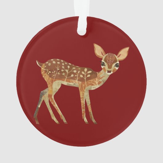Whimsical Brown Deer Christmas Ornament (achterkant)