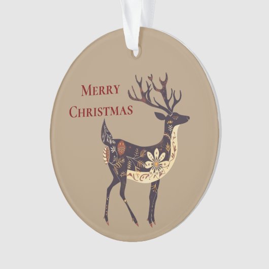 Whimsical Brown Deer Christmas Ornament (voorkant)