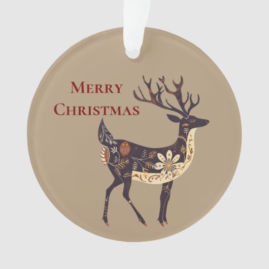 Whimsical Brown Deer Christmas Ornament (voorkant)
