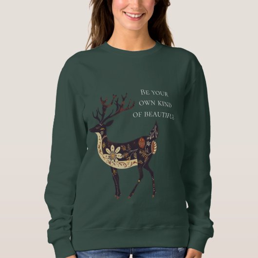 Whimsical Brown Deer Christmas Trui (Voorkant)