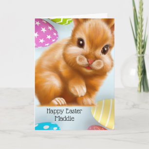 Whimsical Brown Easter Bunny Kaart