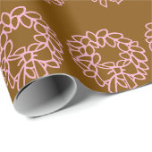 Whimsical Brown en Pink Christmas Wreath Pattern Cadeaupapier (Rol Hoek)