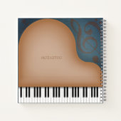 Whimsical Brown Grand Piano - Gepersonaliseerd muz Notitieboek (Achterkant)
