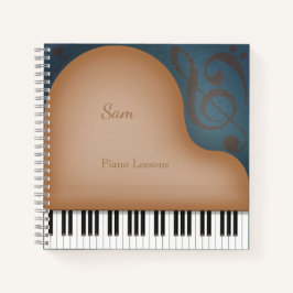 Whimsical Brown Grand Piano - Gepersonaliseerd muz Notitieboek
