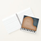 Whimsical Brown Grand Piano - Gepersonaliseerd muz Notitieboek (Binnen)
