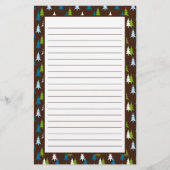 Whimsical Brown Green-kerstboomstructuur Briefpapier (Voorkant)