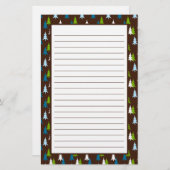 Whimsical Brown Green-kerstboomstructuur Briefpapier (Voorkant / Achterkant)