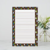 Whimsical Brown Green-kerstboomstructuur Briefpapier (Staand voorkant)
