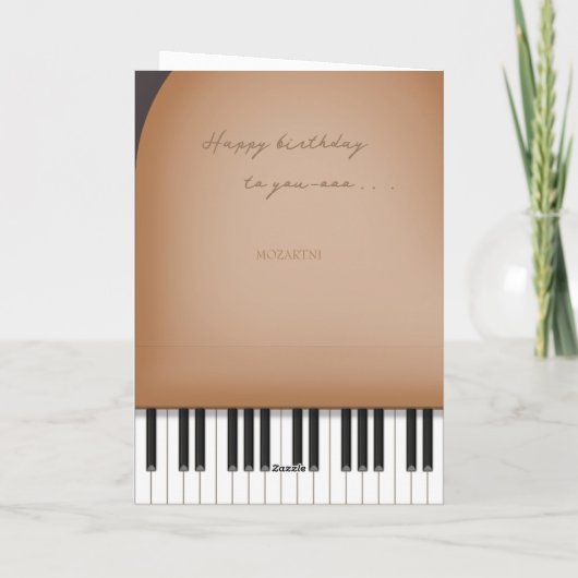 Whimsical Brown Piano Charming Custom Birthday Kaart (Achterkant)