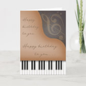 Whimsical Brown Piano Charming Custom Birthday Kaart (Voorkant)
