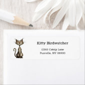 Whimsical Brown Tabby Cat Cartoon Retouradres Etiket (Insitu)