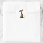 Whimsical Brown Tabby Cat Illustratie Ronde Sticker (Tas)