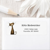Whimsical Brown Tabby Cat Retouradres Etiket (Insitu)
