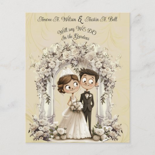 Whimsical Bruid Bruidegom Wedding Arch (Voorkant)