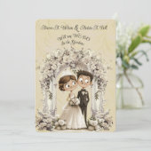 Whimsical Bruid Bruidegom Wedding Arch Kaart (Staand voorkant)