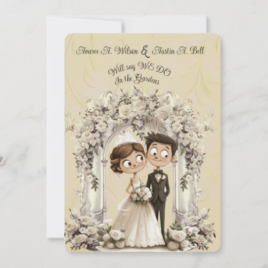 Whimsical Bruid Bruidegom Wedding Arch Kaart (Voorkant)