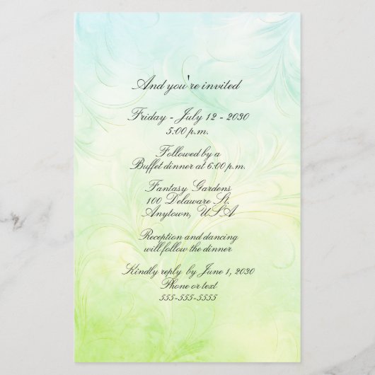 Whimsical Bruid en Bruidegom Bruidspapier Blad (Achterkant)