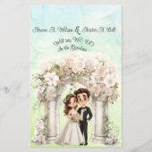 Whimsical Bruid en Bruidegom Bruidspapier Blad (Voorkant)
