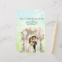Whimsical Bruid en Bruidegom Bruidspapier Blad