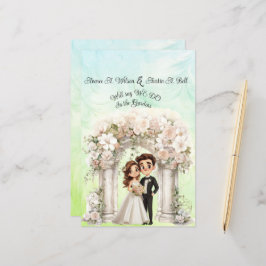 Whimsical Bruid en Bruidegom Bruidspapier Blad
