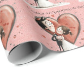 Whimsical bruid en bruidegom bruiloft gefeliciteer cadeaupapier (Rol Hoek)