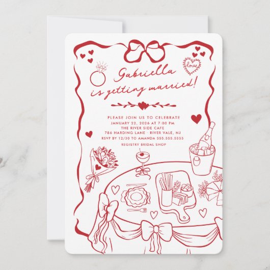 Whimsical Bruids Douche Uitnodiging (Voorkant)