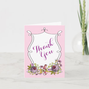 Whimsical bruiloft bedankje   Bloemen Bedankkaart