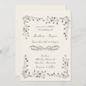 Whimsical bruiloft diner kaart (Voorkant / Achterkant)