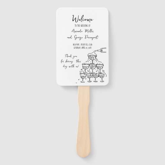 Whimsical Bruiloft programma fan Handwaaier (Voorkant)