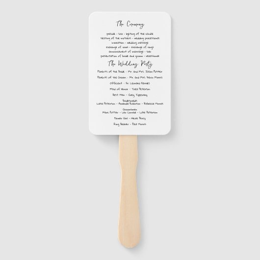 Whimsical Bruiloft programma fan Handwaaier (Achterkant)
