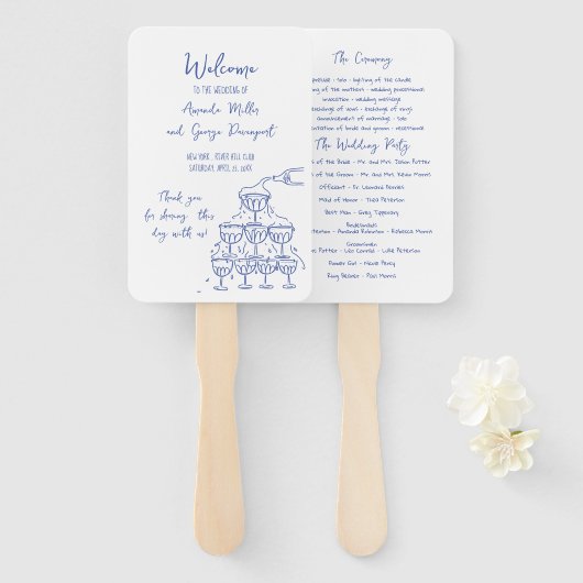 Whimsical Bruiloft programma fan Handwaaier (Voorkant en achterkant)
