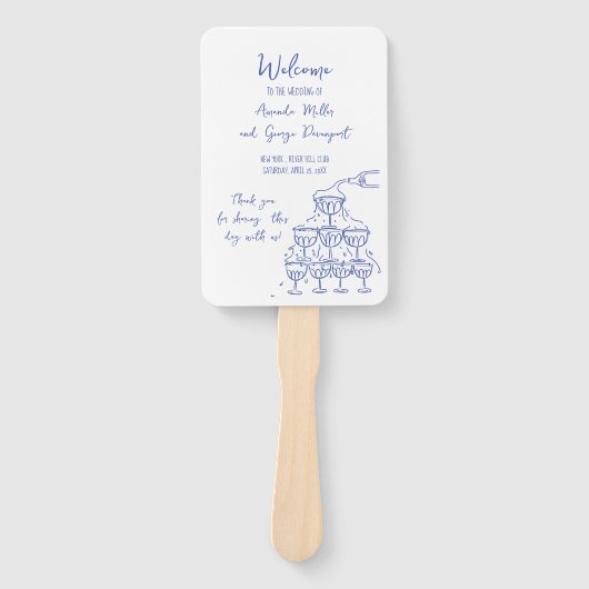Whimsical Bruiloft programma fan Handwaaier (Voorkant)