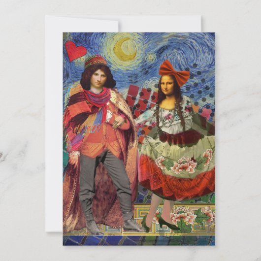 Whimsical bruiloft uitnodiging kleurrijk uniek (Achterkant)