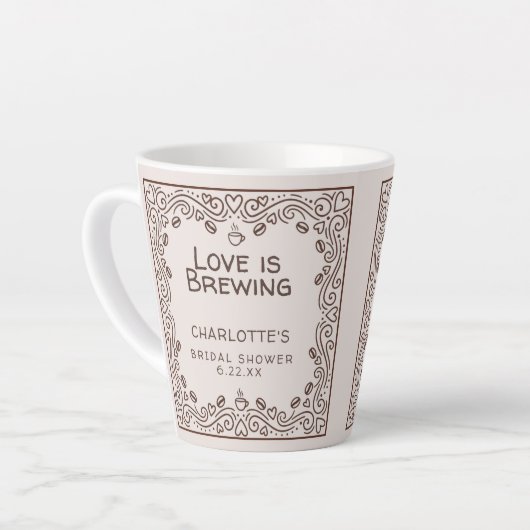 Whimsical Bruin Love Is Brewing Bruidsuitnodiging Latte Mok (Linkerhoek)