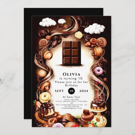 Whimsical bruine chocolade verjaardag kaart (Voorkant / Achterkant)