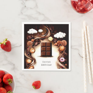Whimsical bruine chocolade verjaardag servet