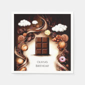 Whimsical bruine chocolade verjaardag servet (Voorkant)
