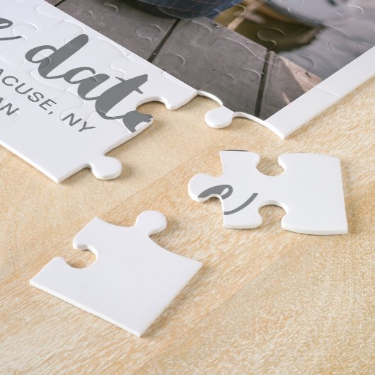 Whimsical Brush Script Foto Sla de datum grijs op Legpuzzel (Zijkant)