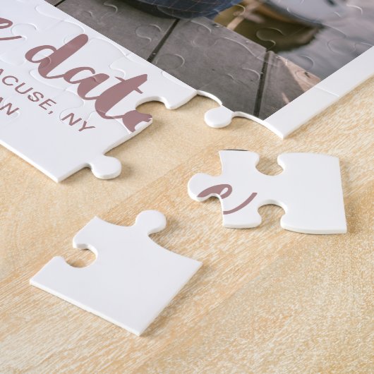 Whimsical Brush Script Photo Save the Date Roos Legpuzzel (Zijkant)