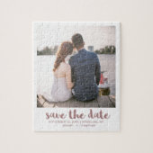 Whimsical Brush Script Photo Save the Date Roos Legpuzzel (Verticaal)