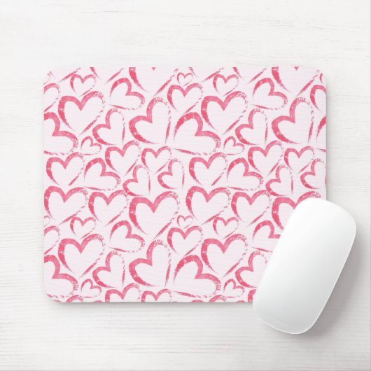 Whimsical Brushstroke Hearts Muismat (Met muis)