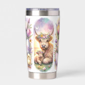 Whimsical Brushstroke Highland Koe Pasen 20oz Geïsoleerde Drinkbeker (Achterkant)