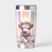 Whimsical Brushstroke Paas Highland Koe 20oz Geïsoleerde Drinkbeker (Voorkant)