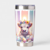 Whimsical Brushstroke Paas Highland Koe 20oz Geïsoleerde Drinkbeker (Achterkant)