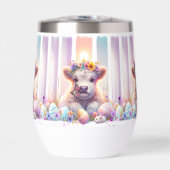 Whimsical Brushstroke Paas Koe Wijn Tumbler (Voorkant)