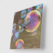 Whimsical Bubbles Clock Vierkante Klok (Hoek)