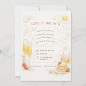 Whimsical Bubbly Brunch Invitation Kaart (Voorkant)
