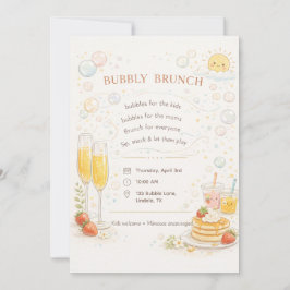 Whimsical Bubbly Brunch Invitation Kaart