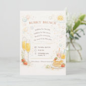 Whimsical Bubbly Brunch Invitation Kaart (Staand voorkant)