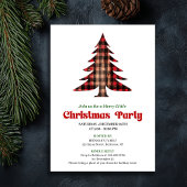 Whimsical Buffalo Check Holiday Party Invitation Kaart